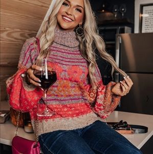 NWT Impressions Cowl neck floral sweater